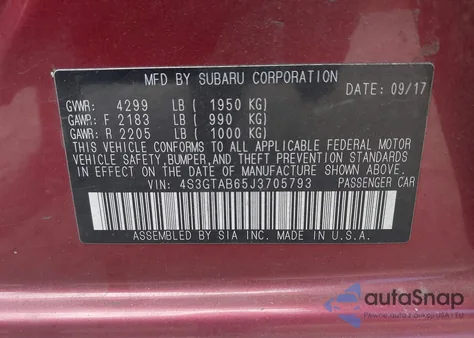 2018 Subaru Impreza 2.0I Premium z USA, uszkodzony, nr VIN 4S3GTAB65J3705793